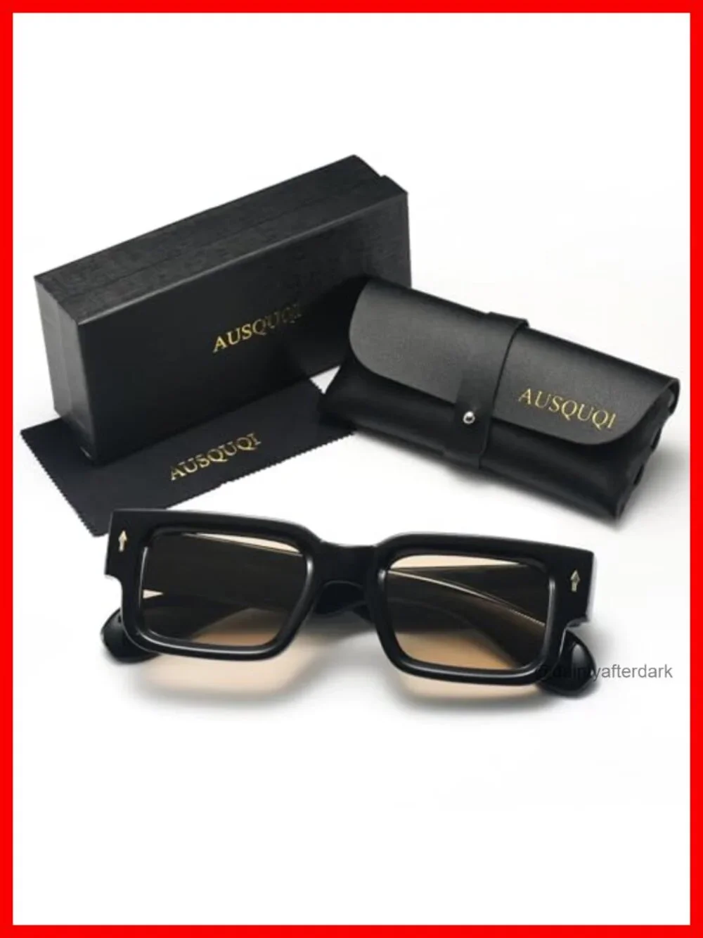 Thick Frame Square Sunglasses Chunky Rectangle Rivet Design UV400 Protection